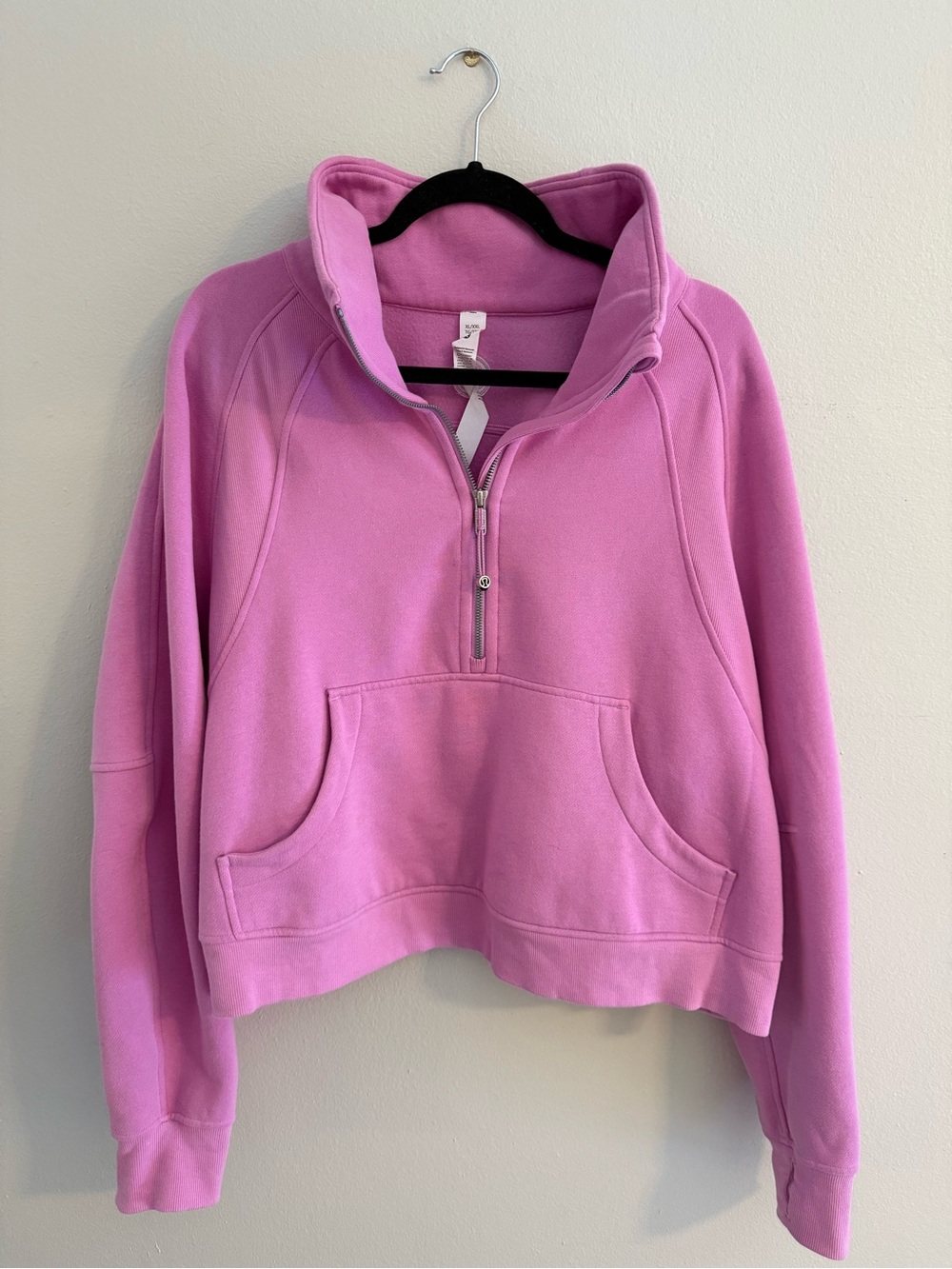 Lululemon Cropped Quarter-Zip Pink Pullover Scuba